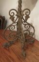 Large Antique Ornate Solid Heavy Wrought Cast Iron Oil Lamp Font Stand Holder Lamps photo 2