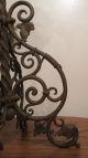 Large Antique Ornate Solid Heavy Wrought Cast Iron Oil Lamp Font Stand Holder Lamps photo 7