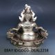Oriental Vintage Silver Copper Hand - Carved Statue W God Of Wealth Buddha photo 7