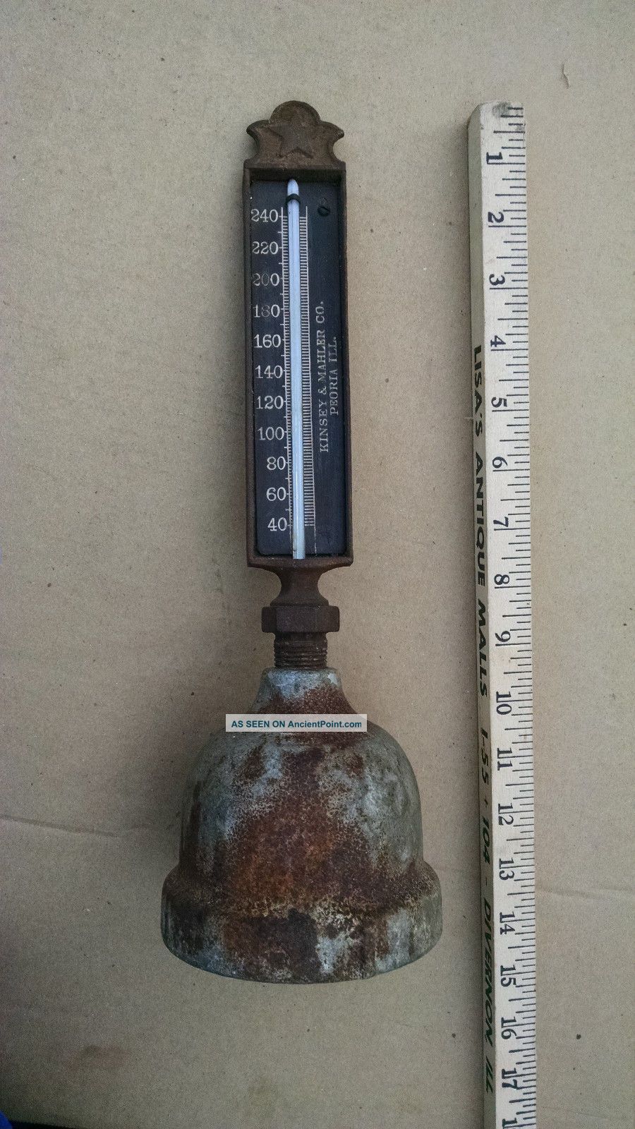 Vintage Industrial Cast Iron Boiler Water Temp Gauge 1890 ' S - 1900 Peoria Ill. Other Mercantile Antiques photo
