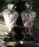 Pierced Capodimonte Lamps Italian Figural Majolica Victorian Signed & Numbered Lamps photo 6