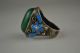 China Firse - Rate Handwork Tibet Silver Cloisonne Carve Flower Inlay Jade Ring Other Antique Sterling Silver photo 2