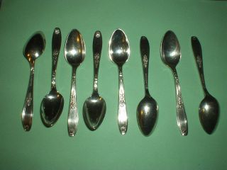8 Vintage Silverplate Demitasse Spoons Rogers Bros 1847 Ambassador photo