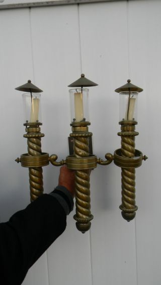 Vintage Brass Candelabra For A Ship Or Yacht photo