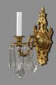 French Bronze & Crystal Wall Sconces C1930 Vintage Antique Gold Lights Chandeliers, Fixtures, Sconces photo 2