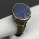 Antique Solid Bronze Ring Wax Seal Stamp Arabic Letters Lapis Lazuli Stone Gift Near Eastern photo 1