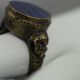 Antique Solid Bronze Ring Wax Seal Stamp Arabic Letters Lapis Lazuli Stone Gift Near Eastern photo 4