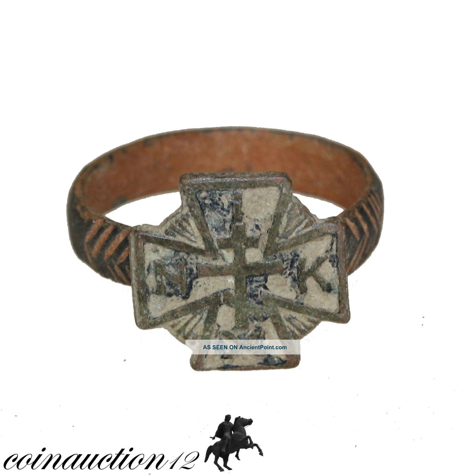 Byzantine Ae Cross Ring With Monograms I.  X.  N.  K Roman photo