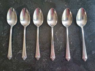 6 Rogers 1950 Starlight Oval Soup Spoons Is Silverplate Flatware photo