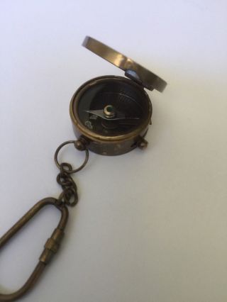 Solid Brass Pocket Compass With Cover And Lock/unlock (af 1382) photo