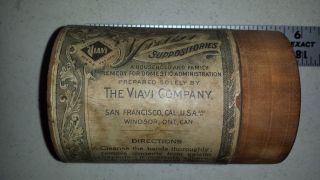 Vintage 1900 Viavi Company Medical Suppository Wooden Box Rare photo