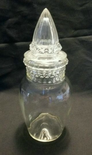 Antique Glass Apothecary Jar Pointy Conical Lid Store Candy Container photo