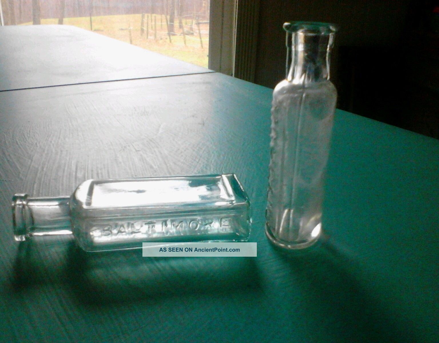 Two (2) Early 1900 ' S Pressed Glass Medicinal Cure Bottles Baltimore,  Md Bottles & Jars photo