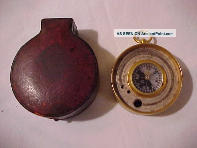 Antique Barometer Altimeter Thermometer Compass W Case Barometers photo