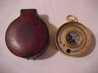 Antique Barometer Altimeter Thermometer Compass W Case photo