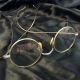 Gold Round Eye Glasses Frames Vintage Embossed 12k Gf Steampunk Optical photo 2