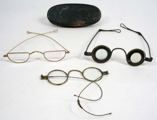 Three Interesting 18th/19th Metal Spectacles,  One With Metal Case photo