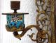 Antique French Brass ' North Wind ' Wall Mirror Sconce Enameled Candle Holders Mirrors photo 1