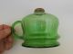 Early 20th C.  Green Glass Hand Oil Lamp Edwardian (1901-1910) photo 2