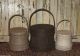 3 Wood Stacking Firkin Vintage Style Storage Buckets Brown/oatmeal/antique White Primitives photo 2