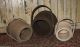 3 Wood Stacking Firkin Vintage Style Storage Buckets Brown/oatmeal/antique White Primitives photo 3
