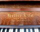1900 - 10 Quartersawn Oak Heller Upright Grand Piano W/ Piano Bench Old Finish Keyboard photo 8