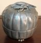 Antique Chinese Pewter Pumpkin Box Marked Boxes photo 2