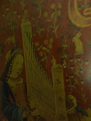Vintage Florentine Wood Medieval Harp Players Decorated Trinket Box photo