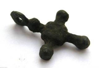 Circa.  1100 A.  D English Early Medieval Period Ae Bronze Pilgrim Cross Pendant photo