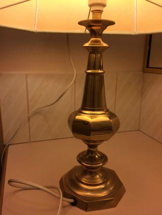 Vintage Solid Brass Table Lamp Base Greek Amphora And Silk Green Lamp Shade photo
