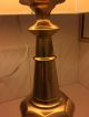 Vintage Solid Brass Table Lamp Base Greek Amphora And Silk Green Lamp Shade Lamps photo 1