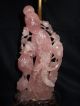 Antique Chinese Carved Rose Quartz Kwan Yin Figural Lamp With Carved Finial Kwan-yin photo 5