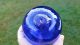 Cobalt Blue Glass Float Marked Seal Button Ff Fishing Nets & Floats photo 5