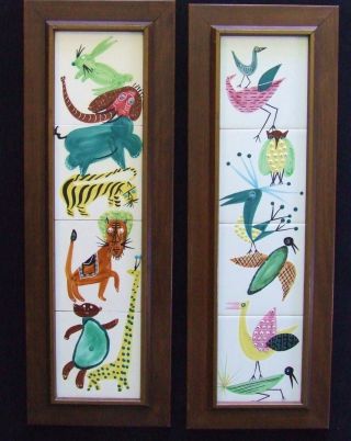 Pr Early Harris Strong Tiles Zoo Animals Googie Atomic Mcm Child Nursery photo