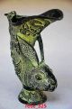 Asia Collectible Decorated Old Handwork Bronze Carved Dragon Rabbit Big Wine Cup Glasses & Cups photo 1