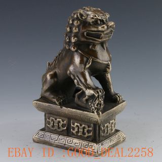 Chinese Bronze Handwork Carved Lion Statue W Ming Dynasty Xuande Mark photo