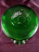 Lovely Antique Blown Green Satin Glass Vase Mary Gregory Cameo Hand Enameled Exc Vases photo 6