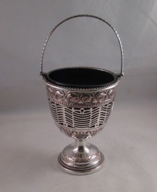 A Georgian Old Sheffield Plate Sweetmeat Basket With Blue Glass Liner - C1790 photo