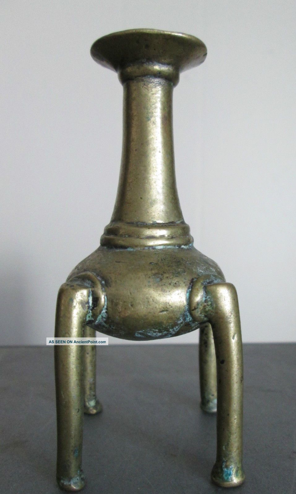 Antique 19th Century Persian Islamic Brass Bronze Four Legged Perfume Bottle Middle East photo