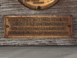 Great Relic - Uss Constitution Section Of Wood With Brass Plaques photo