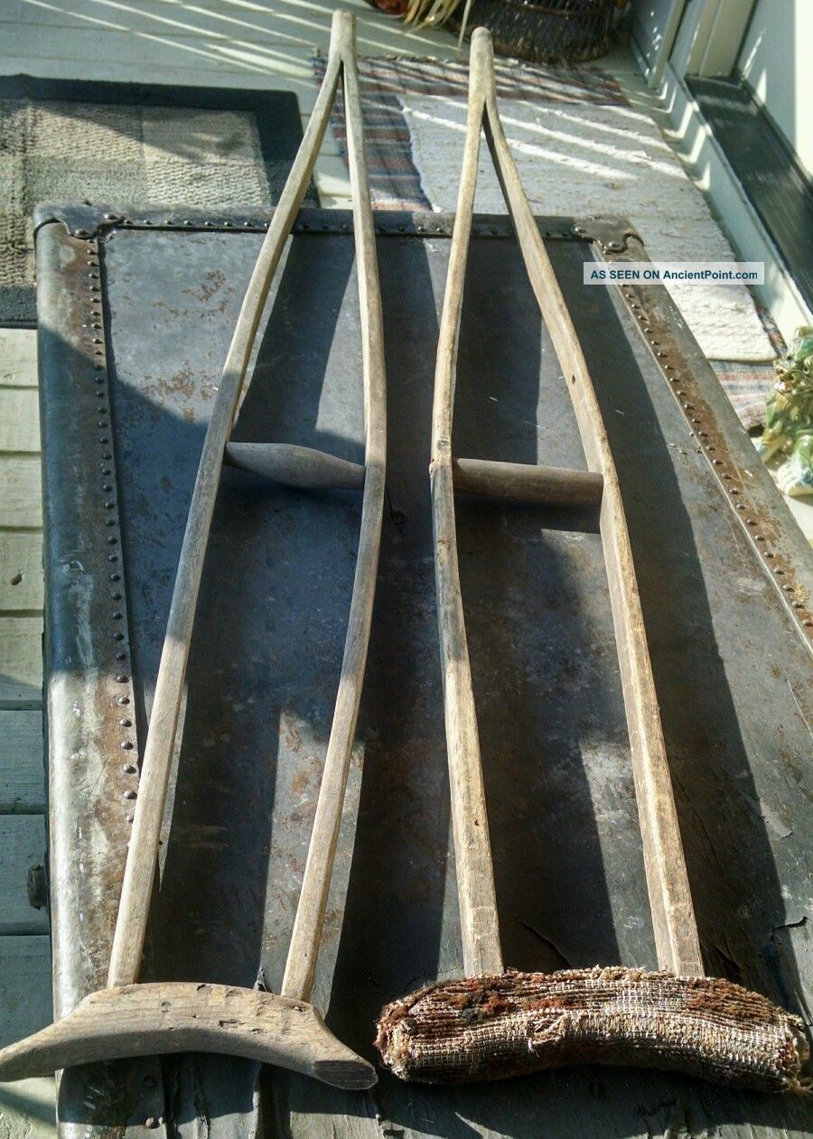 2 Different Antique Wooden Crutches 49 