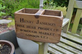 Vintage Style Wooden Herb Producers Basil Crate Box Borugh Market London L29 photo