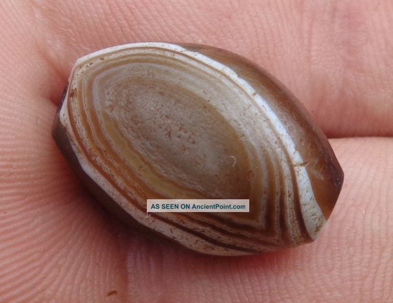21x15mm Ancient Rare Banded Western Asian Agate Bead Pakistan Afghanistan Near Eastern photo