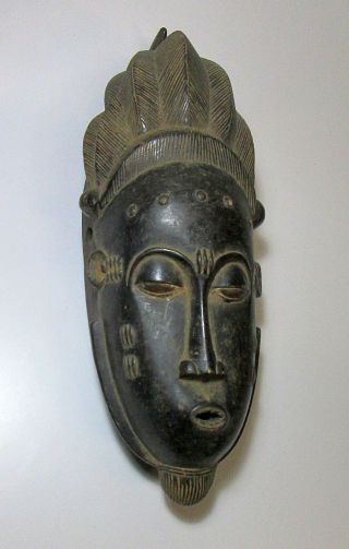 Classic Baule African Mask With Strong Face,  African Tribal Art photo