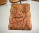 Rare 5 Sided Primitive Wood Butter Mold/press,  Deer/house W/star Moon/antique Primitives photo 1