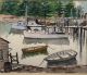 Antique Grant Tyson Reynard Jersey Boat Dock Watercolor Painting Other Maritime Antiques photo 1