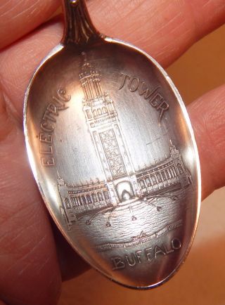 Antique Buffalo Ny Electric Tower Sterling Silver Souvenir Spoon / Fancy Handle photo