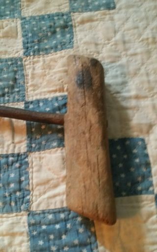 Vintage Hand Made Tobacco Cutter Wood Handle 2 photo