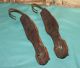 Antique 1800s Wood Ice Skates With Hand Forged Runners Large Curls Primitives photo 3