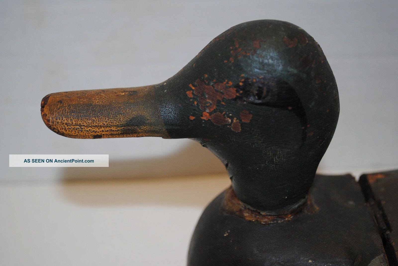Antique Primitive Old Hand Painted Wood Carved Folk Art Duck Decoy Hinged Box Primitives photo